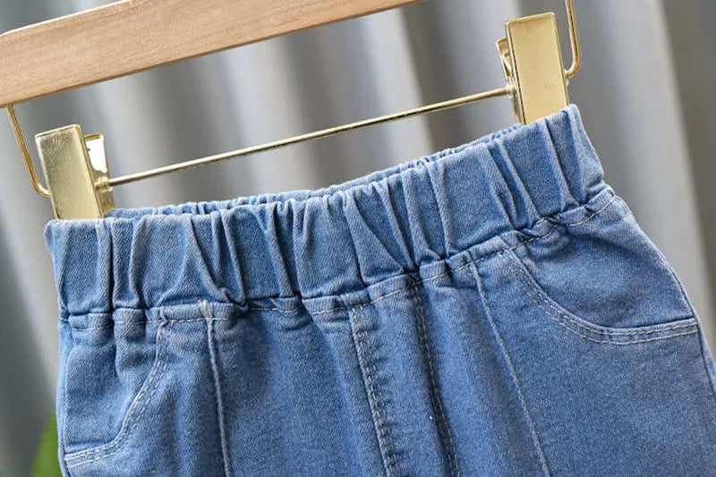 2024 Autumn Elastic Kids Jeans | Girls Cute Bow Denim Flared Pants | Ages 3-12 | USA