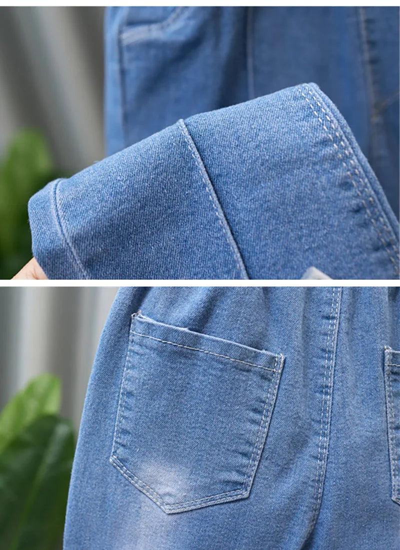 2024 Autumn Elastic Kids Jeans | Girls Cute Bow Denim Flared Pants | Ages 3-12 | USA