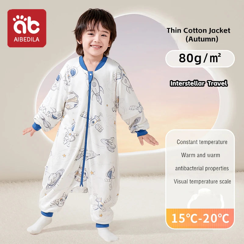 AIBEDILA Kids Onesie Boys Girls Long Sleeve Bamboo Cotton Pajamas Children Winter Cartoon Pyjama Baby Sleepwear Sleeping Bag