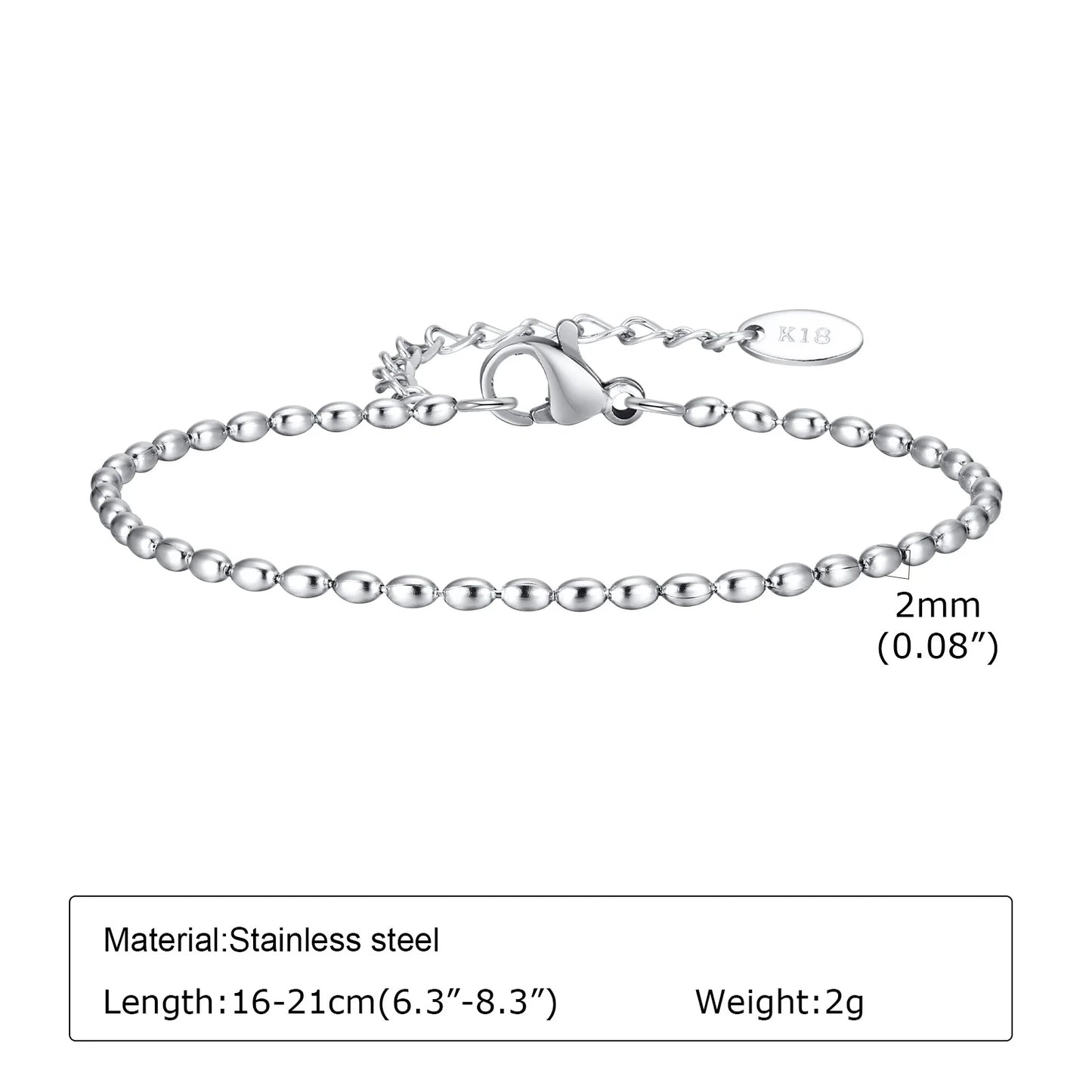 Stainless Steel Link Chain Bracelet | Silver Stackable Layered Set | USA