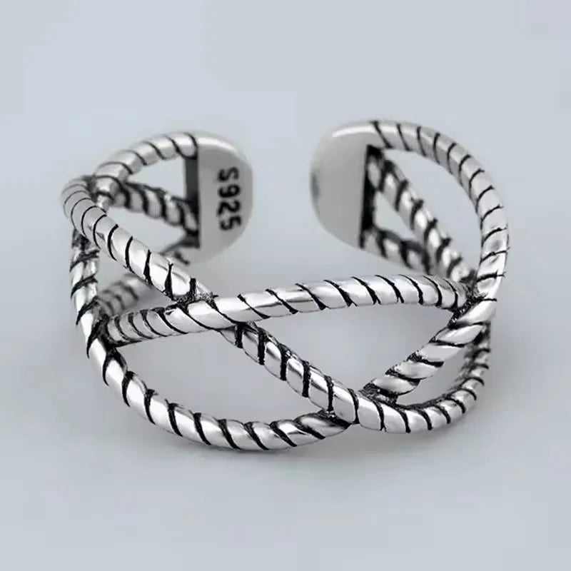 Sterling Silver Flower Lace Ring | CZ Adjustable Korean Fashion | Women | USA