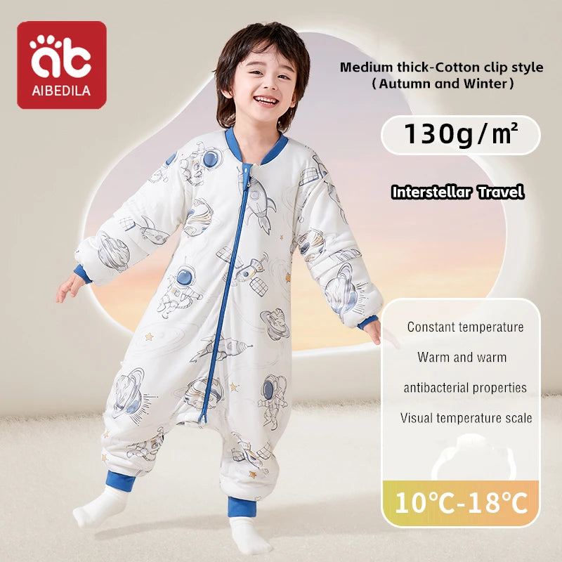 AIBEDILA Kids Onesie Boys Girls Long Sleeve Bamboo Cotton Pajamas Children Winter Cartoon Pyjama Baby Sleepwear Sleeping Bag