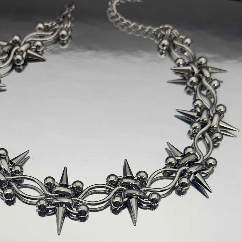 Handmade Punk Rock Spike Cross Choker | Double Layer Chain | Women Men |  Worldwide Shipping