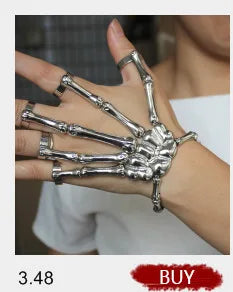 Skeleton Hand Bracelet | Gothic Punk Skull Adjustable Bangle | USA Australia