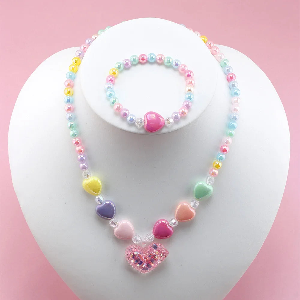 DIY Candy Bead Necklace Bracelet Set for Girls | Colorful Kids Jewelry | Ships USA & Australia