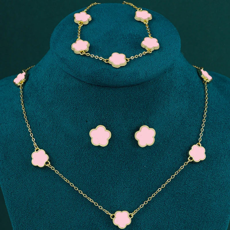 Summer Sweetness Cute Metal Delicacy Red Cherry Pendant Necklace Set for Women  Wedding Party Jewelry Sets Birthday Gift