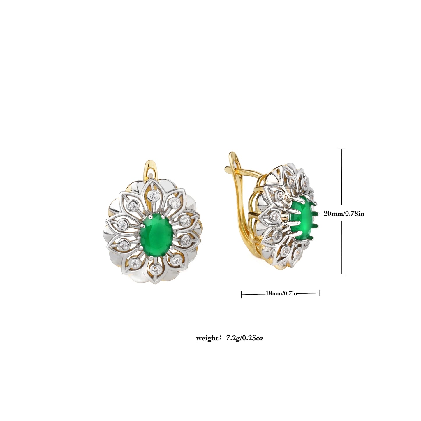 Floral Style Inlaid Main Green Zircon Fashion Jewelry Sets Women's Earrings Ring Copper plating 2 Color 14K Gold For Luxury Gift