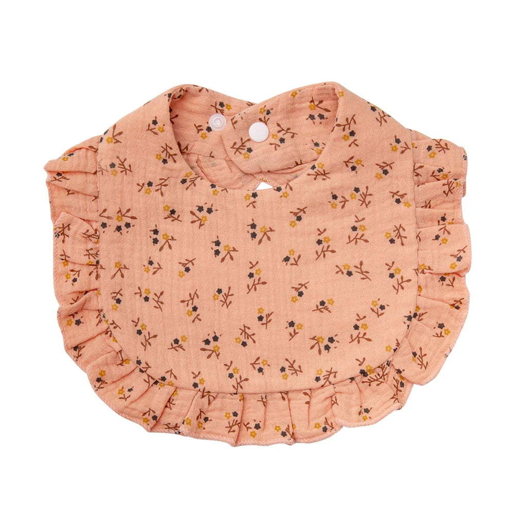 Flower Print Baby Bibs | Adjustable Muslin Cotton Burp Cloths | Girls | USA