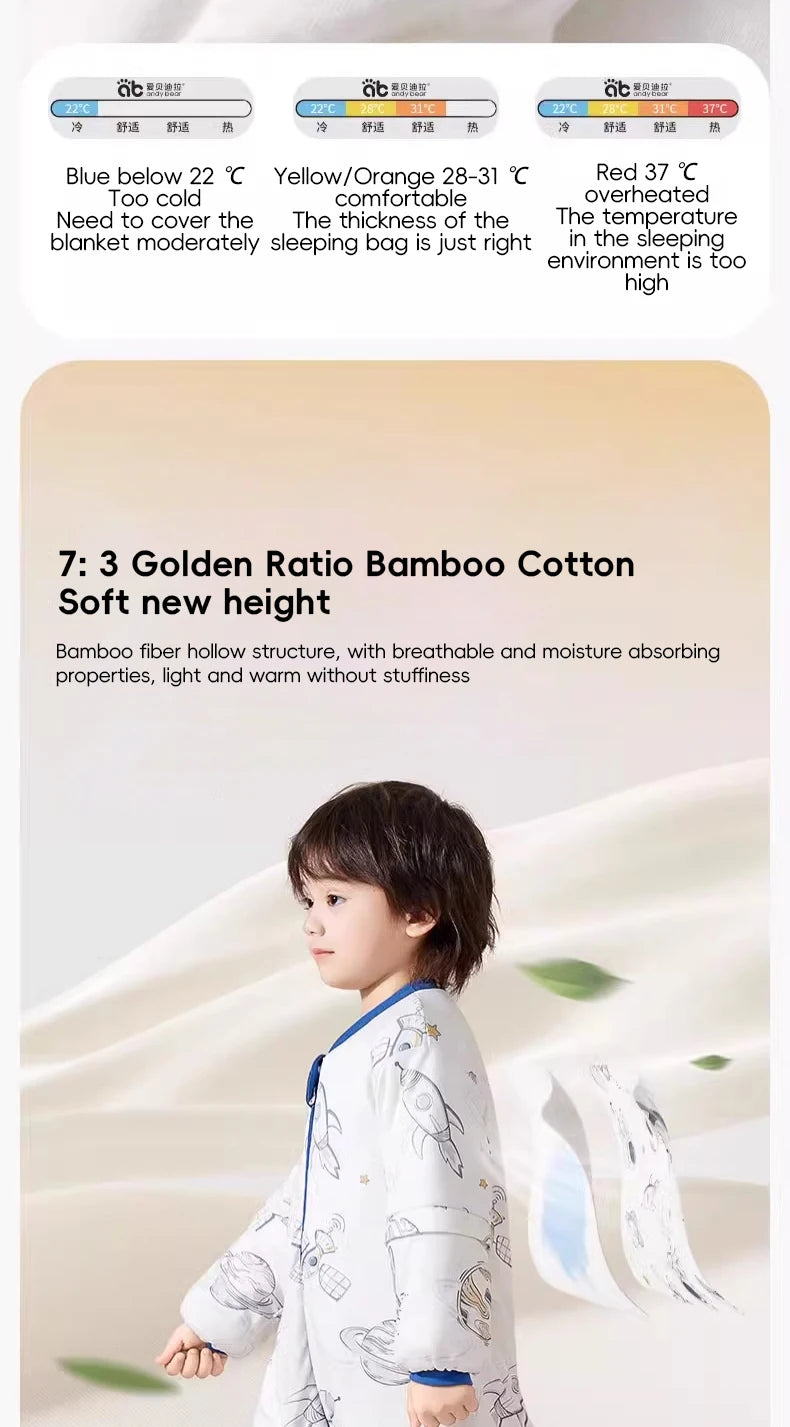 AIBEDILA Kids Onesie Boys Girls Long Sleeve Bamboo Cotton Pajamas Children Winter Cartoon Pyjama Baby Sleepwear Sleeping Bag