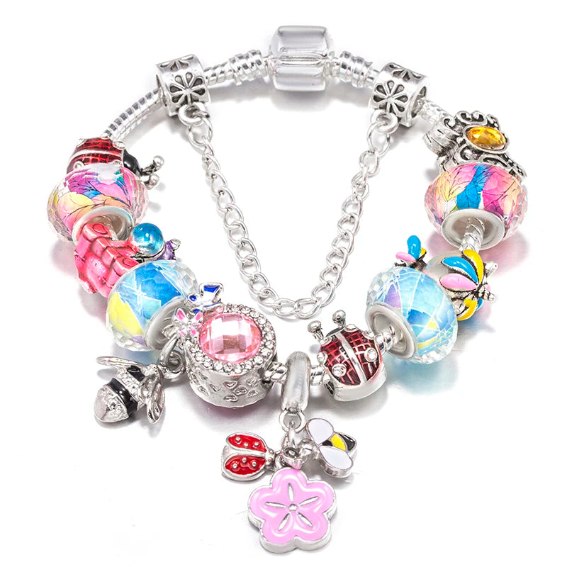 Blue Ocean Turtle Charm Bracelet | Starfish Dolphin Beads | Women Kids | USA