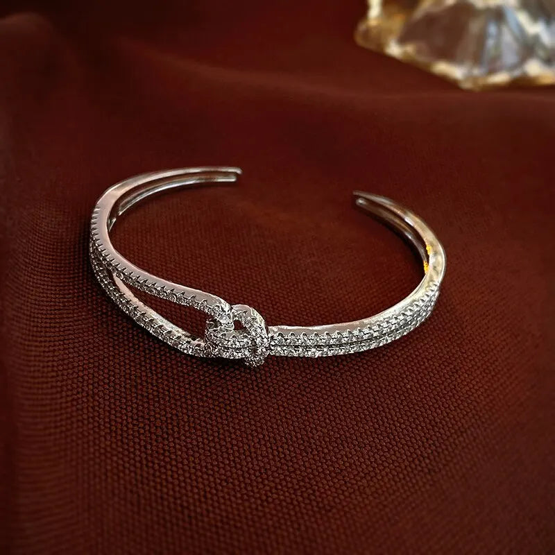 Full Zircon Cuff Bracelet | Gold Plated Copper Minimalist Bangle | USA Australia