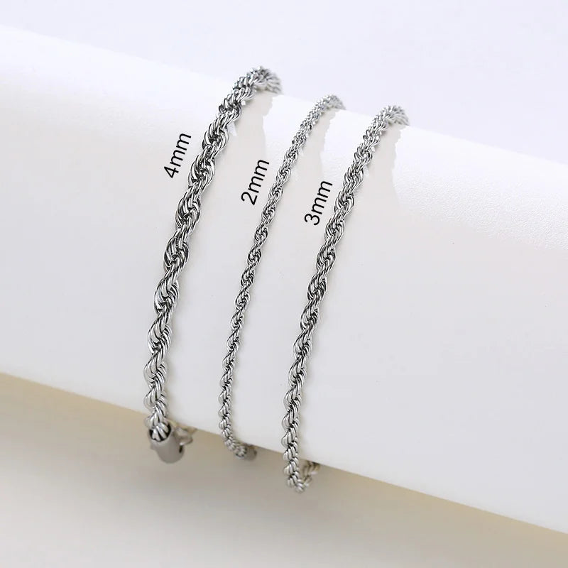 Unisex Rope Chain Bracelet | Stainless Steel Twisted Links | Women Men | USA