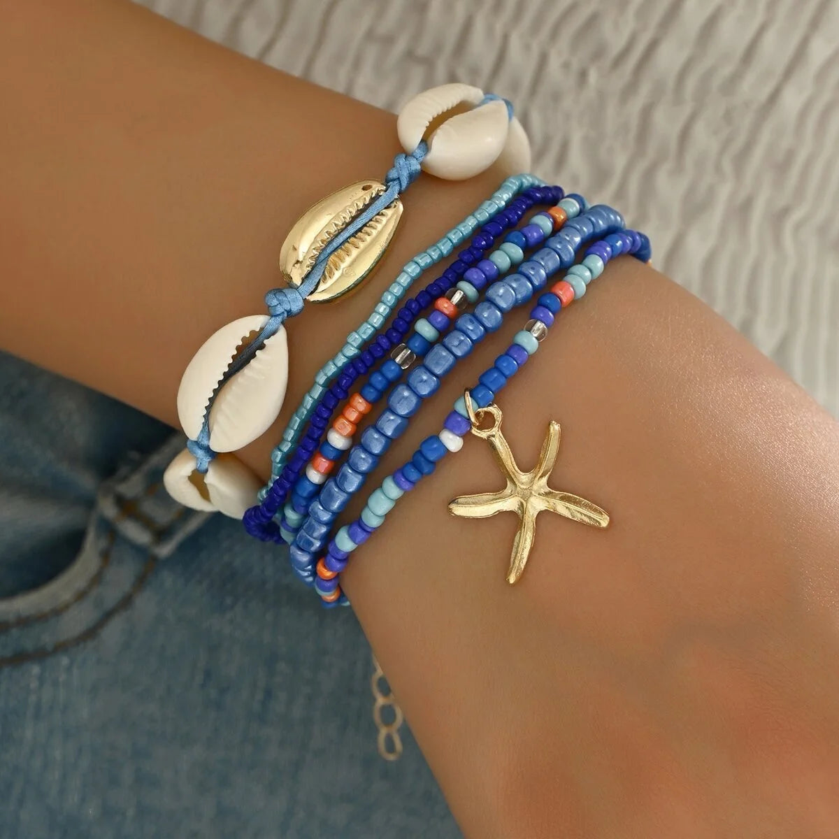 7-Piece Beach Bracelet Set | Shell Starfish Bohemian Stack | Women | USA