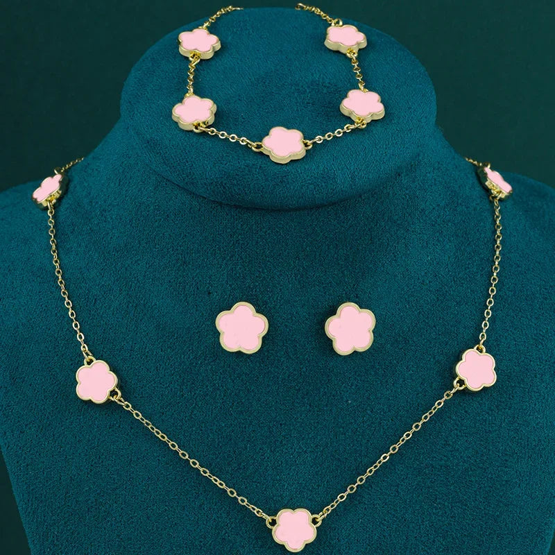 Summer Sweetness Cute Metal Delicacy Red Cherry Pendant Necklace Set for Women  Wedding Party Jewelry Sets Birthday Gift