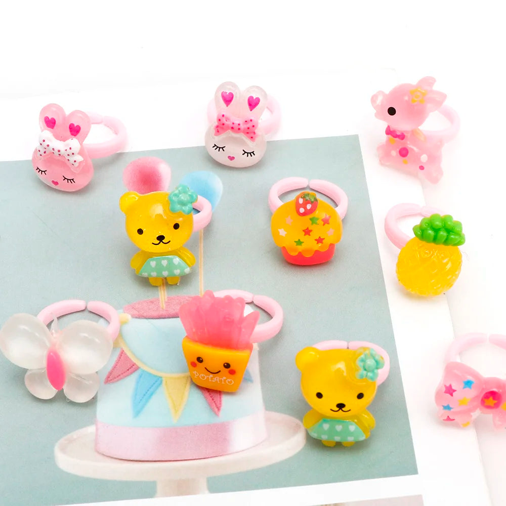 20 Pcs Kids Rings Set | Flower Animal Princess Rings for Girls | Party Favors | USA