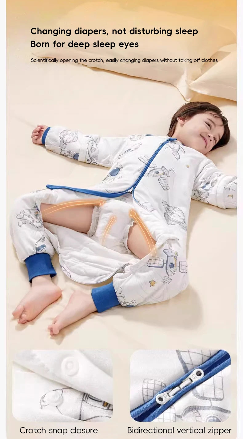 AIBEDILA Kids Onesie Boys Girls Long Sleeve Bamboo Cotton Pajamas Children Winter Cartoon Pyjama Baby Sleepwear Sleeping Bag
