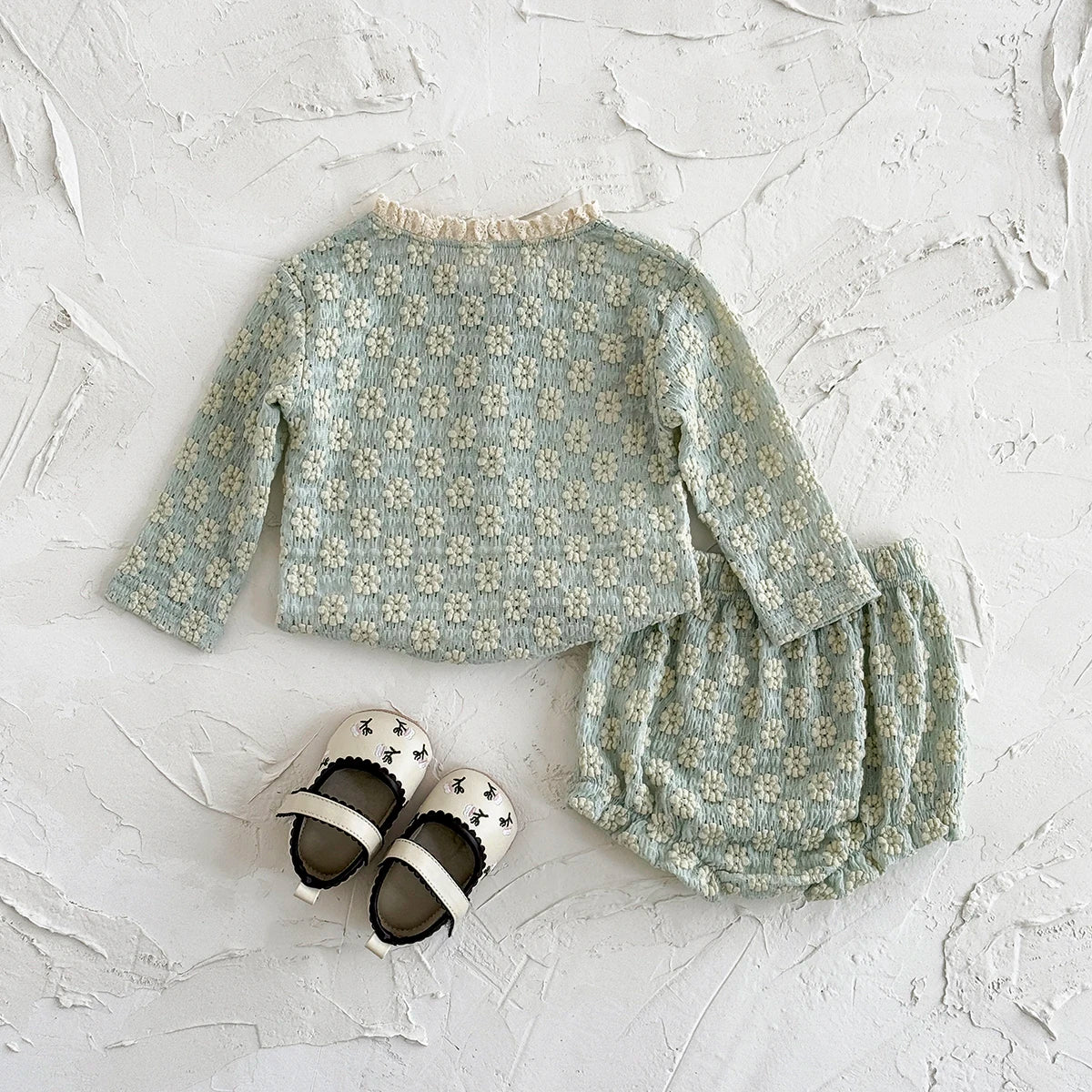 Summer Hot European Style Style Floral Embroidery Baby Onesie Set Breathable Long Sleeve Top + Shorts Baby 2Pcs Set