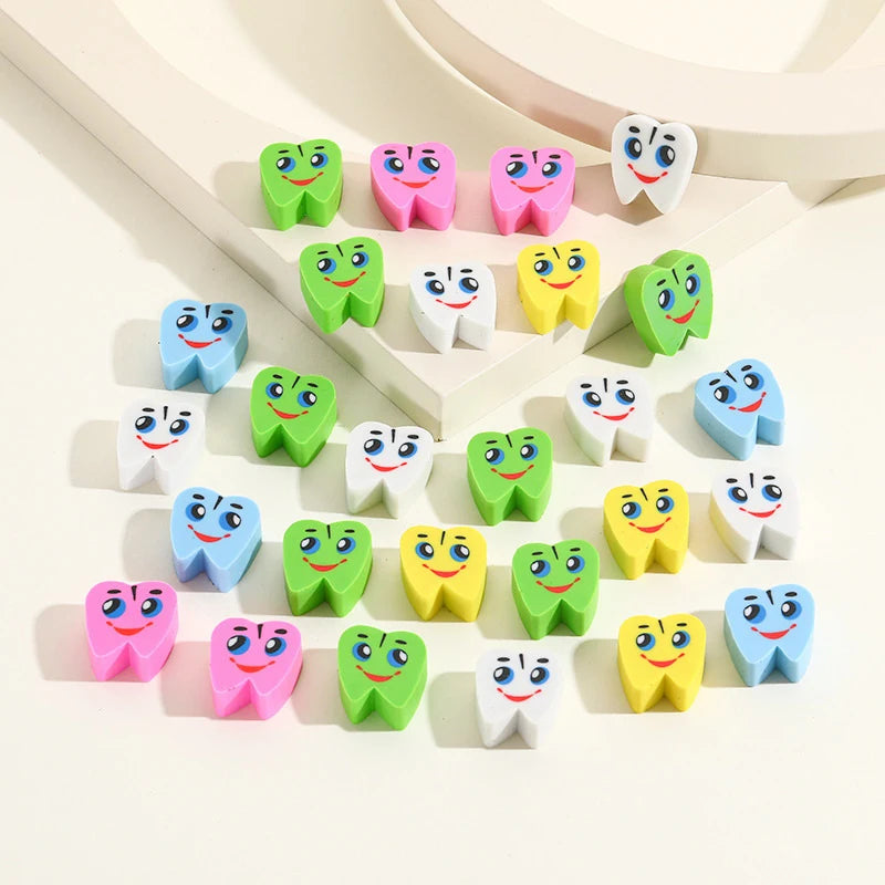 20 Pcs/Bag Molar Shaped Tooth Rubber Erasers Dentist Dental Clinic School Gift Student Rubber