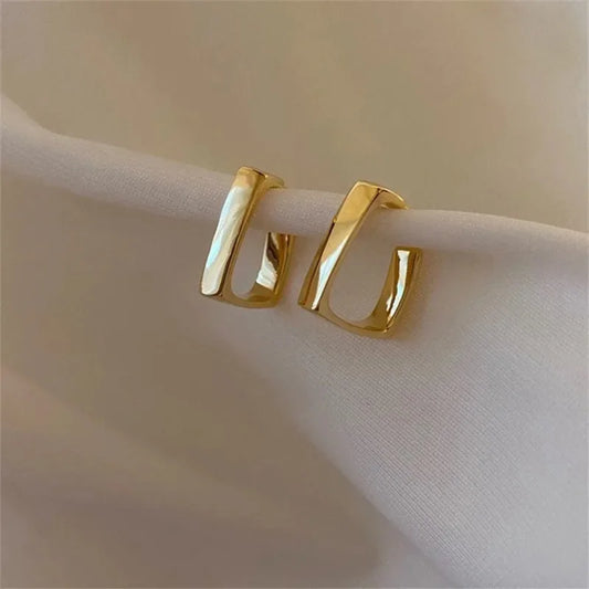 U-Shaped Geometric Earrings - Gold Irregular Trendy Jewelry