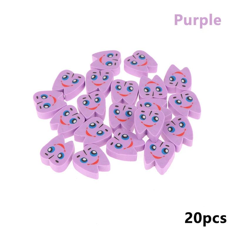 20 Pcs/Bag Molar Shaped Tooth Rubber Erasers Dentist Dental Clinic School Gift Student Rubber