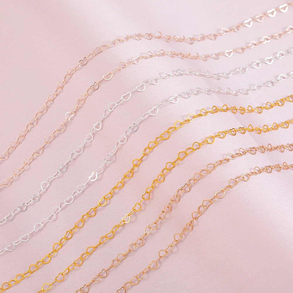 5Meters 1Meter 3mm Necklace Love Heart Chain Silver Gold Copper Link Chains Bracelet for Jewelry Making DIY Components Handmade