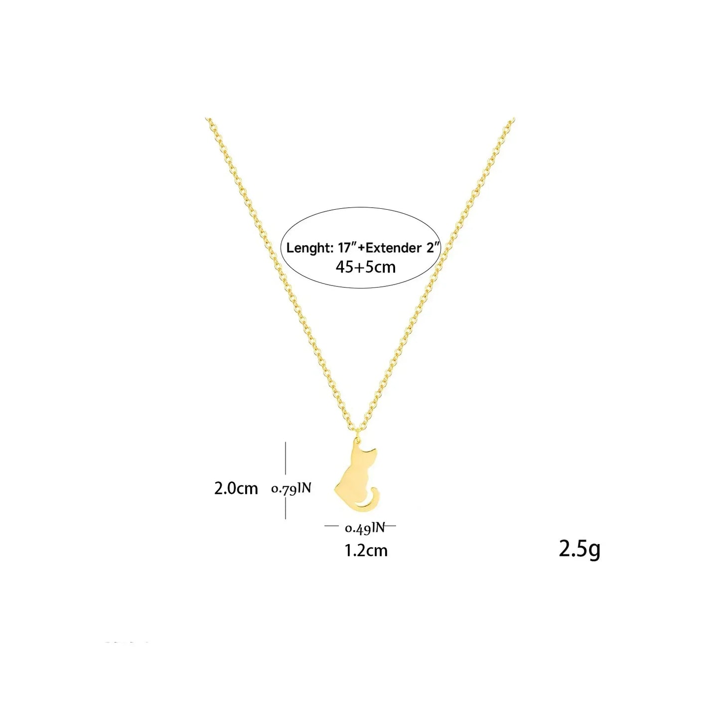 Stainless Steel Cat Pendant Necklace | Hypoallergenic Cute Kitten Charm | Women
