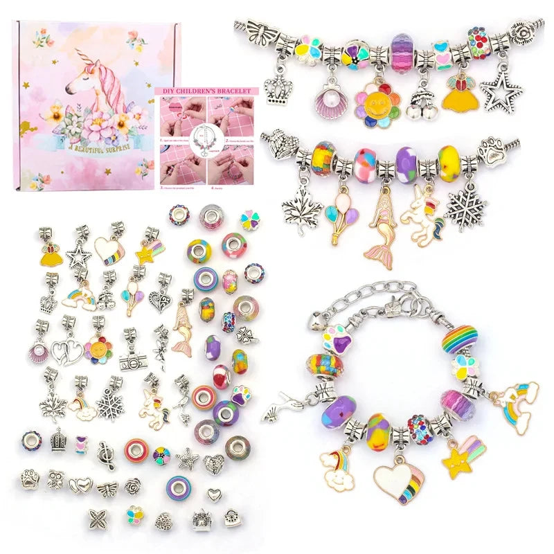 Girl DIY Handmade Beaded Jewelry Kit | Charm Bracelet Set | Craft Toy Gift | USA