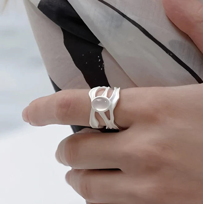 Sterling Silver Flower Lace Ring | CZ Adjustable Korean Fashion | Women | USA