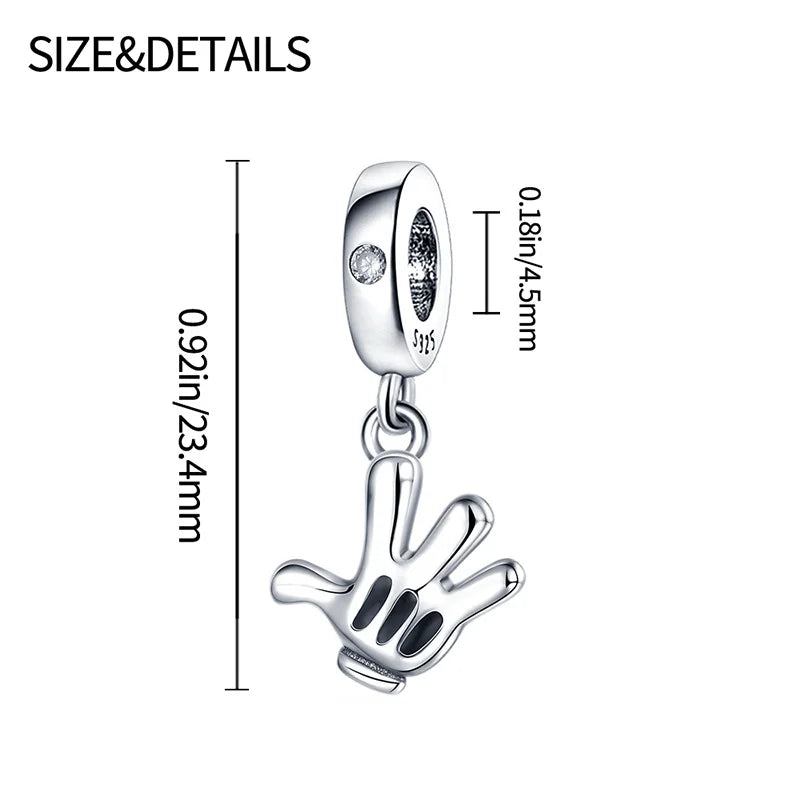 Cute Hand Pendant Charm Beads For Original 3mm 925 Silver Bracelet Necklace DIY Fine Jewellery Gifts Hot Sale