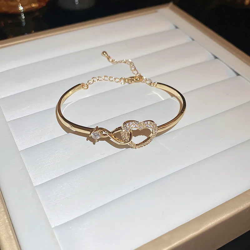 Full Zircon Cuff Bracelet | Gold Plated Copper Minimalist Bangle | USA Australia