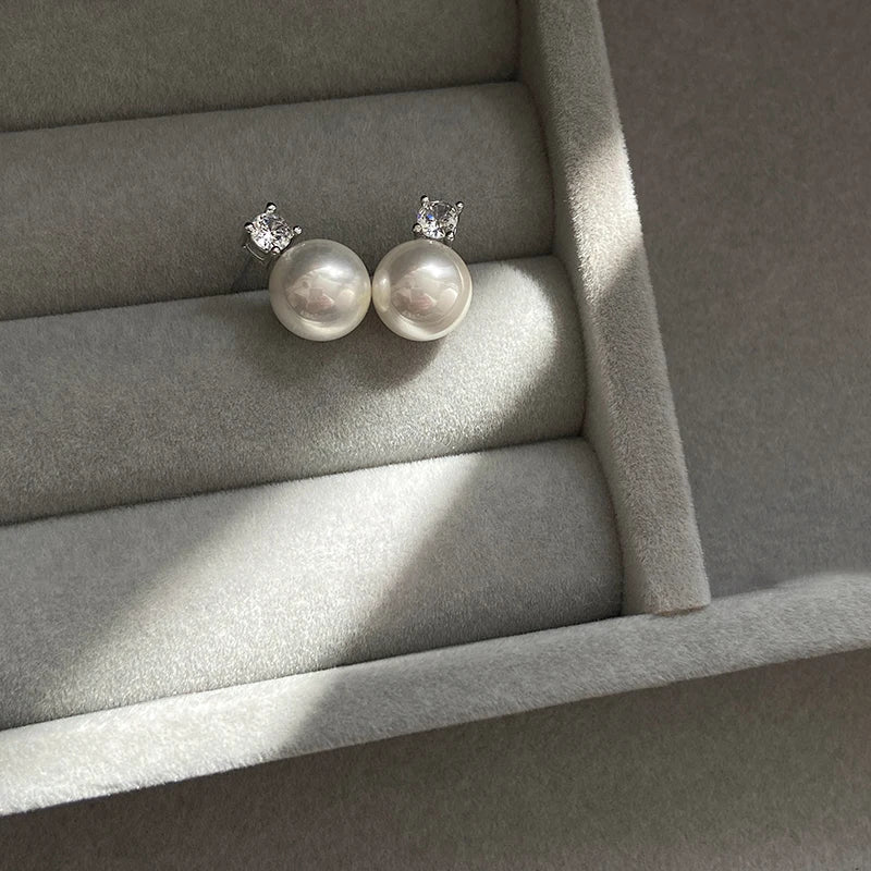 Classic Pearl Pendant Stud Earrings - Elegant Drop Earrings for Women
