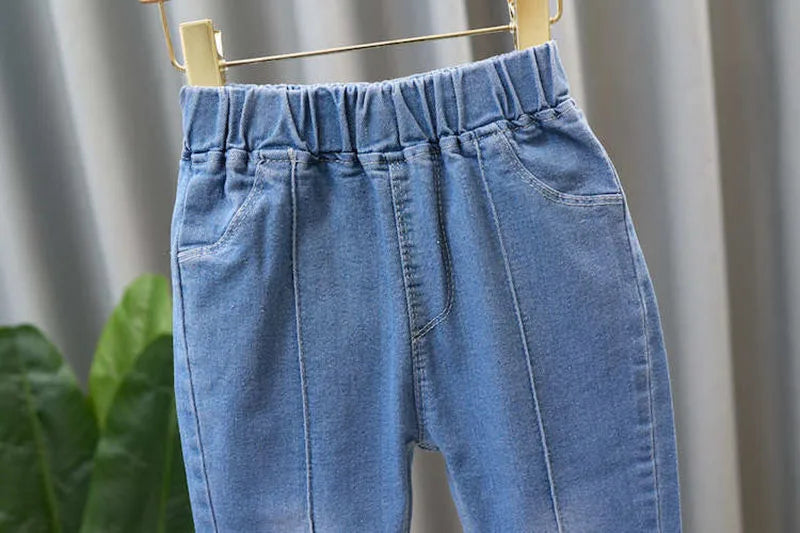 2024 Autumn Elastic Kids Jeans | Girls Cute Bow Denim Flared Pants | Ages 3-12 | USA