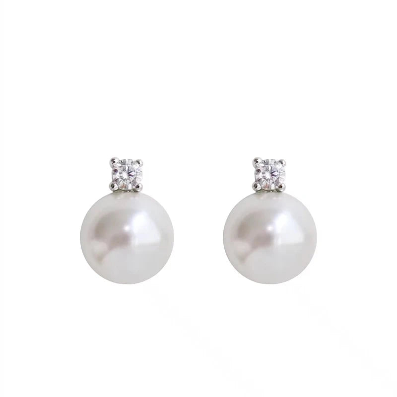 Classic Pearl Pendant Stud Earrings - Elegant Drop Earrings for Women