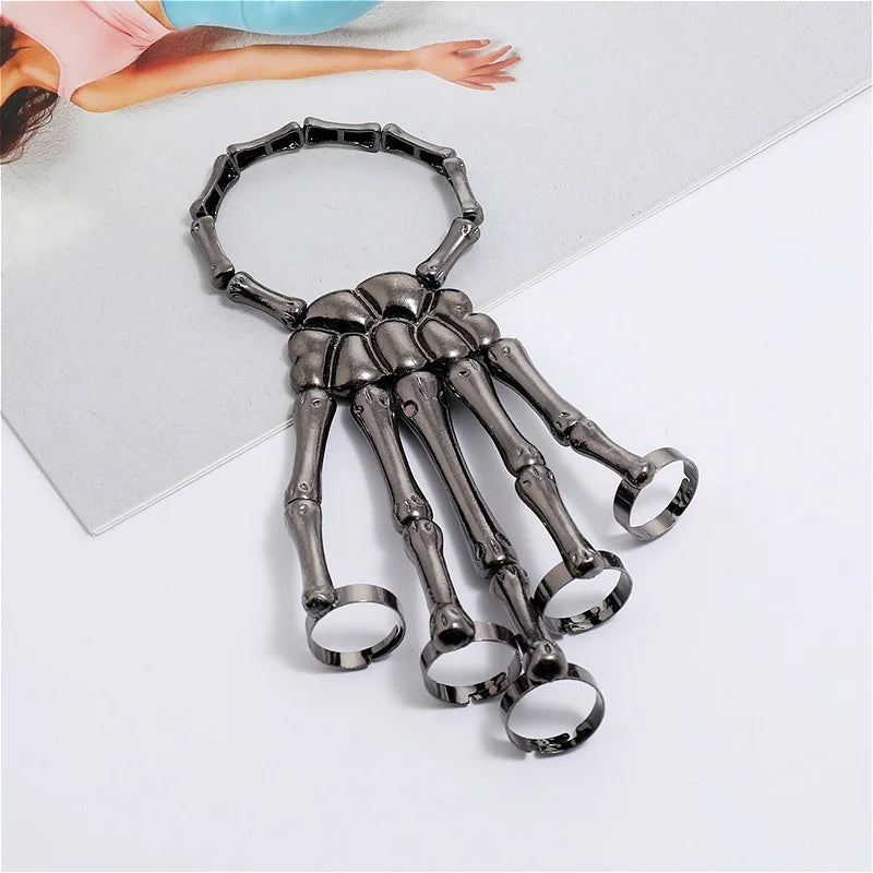 Skeleton Hand Bracelet | Gothic Punk Skull Adjustable Bangle | USA Australia