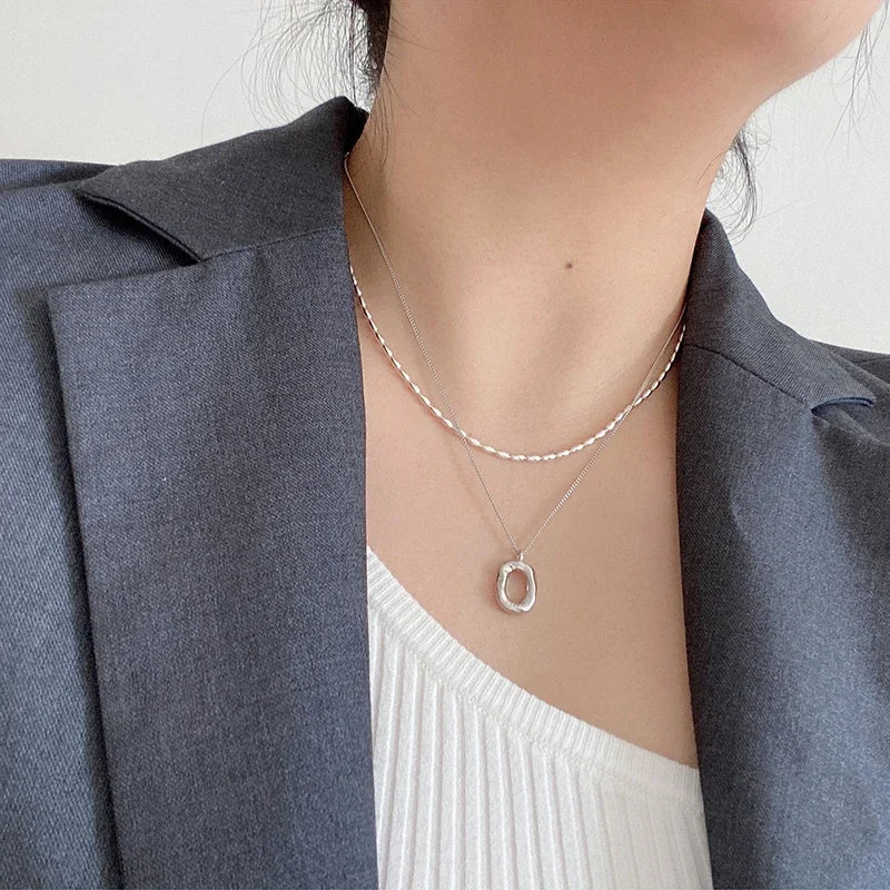 925 Sterling Silver Geometric Beads Necklace | Delicate Choker | USA Australia