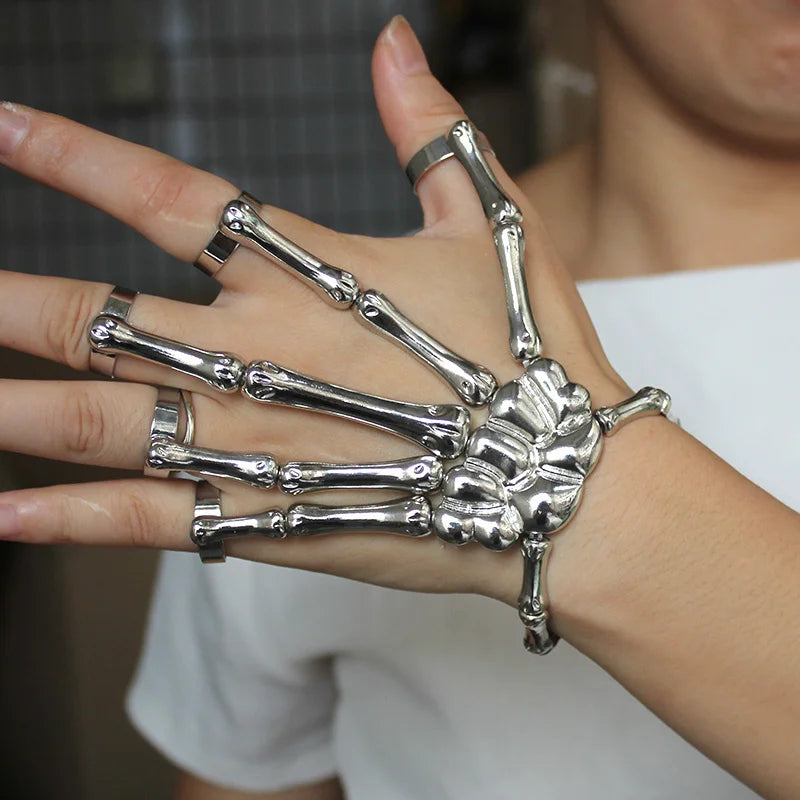Skeleton Hand Bracelet | Gothic Punk Skull Adjustable Bangle | USA Australia
