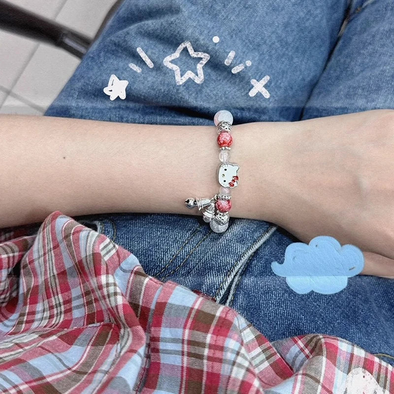 Hello Kitty Sanrio Bracelet | Cute Bell Beaded Charm | Women's Fashion | USA