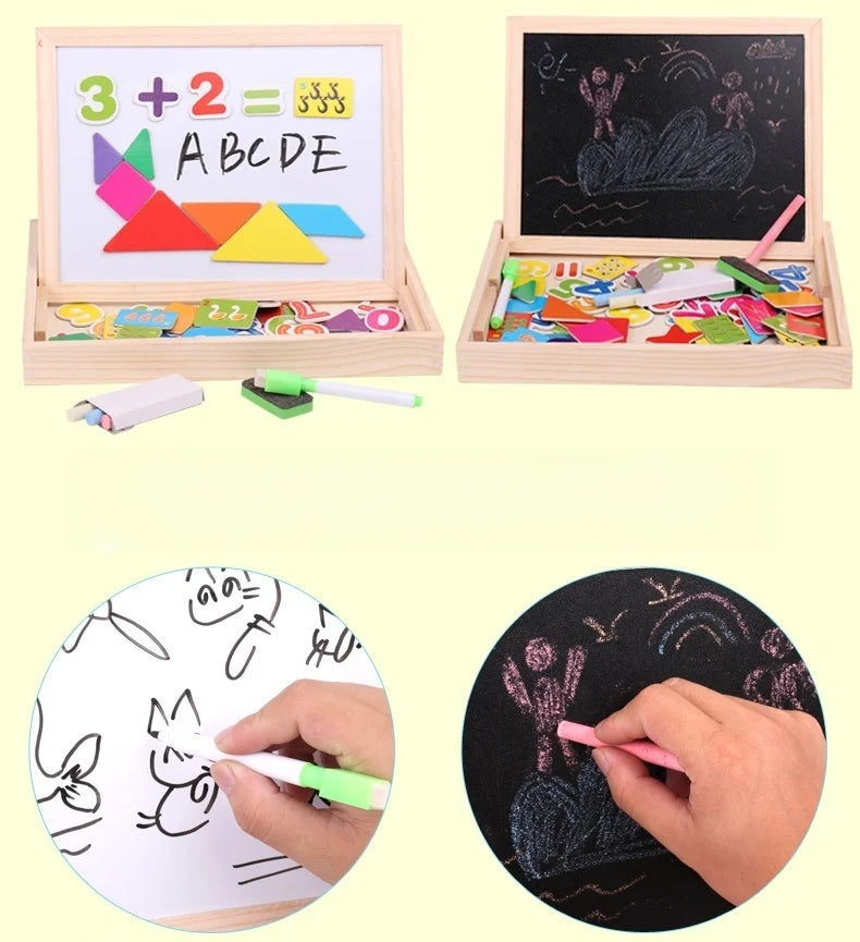Wooden Magnetic Drawing Board | Animal Puzzle Learning Toy | Kids | USA Australia