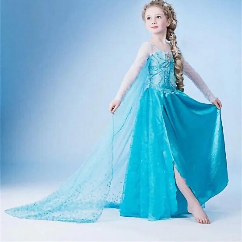 Girls Snow Queen Elsa Costume | Frozen Princess Dress 2025 | Carnival Party | USA