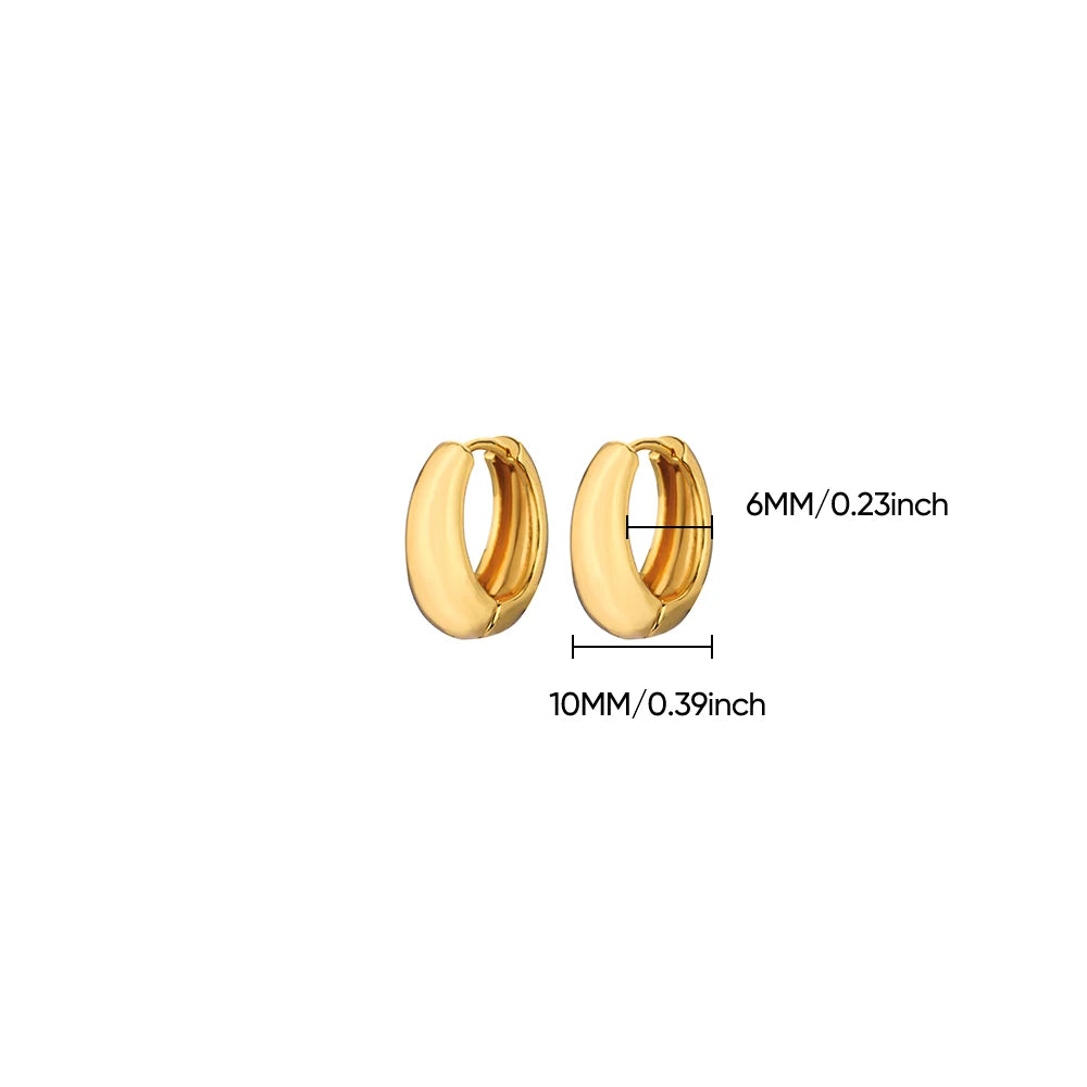 Classic Gold Hoop Earrings - Chunky Stainless Steel Minimalist