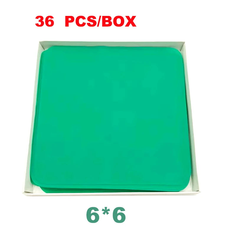 36/52 PCS/Box Dental Rubber Dam Sheet Natural Latex Rubber Barrier Dams 5*5" 6*6" for Kids Adults Teeth Whitening Materials