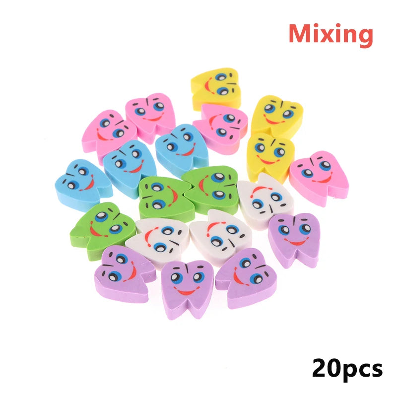 20 Pcs/Bag Molar Shaped Tooth Rubber Erasers Dentist Dental Clinic School Gift Student Rubber