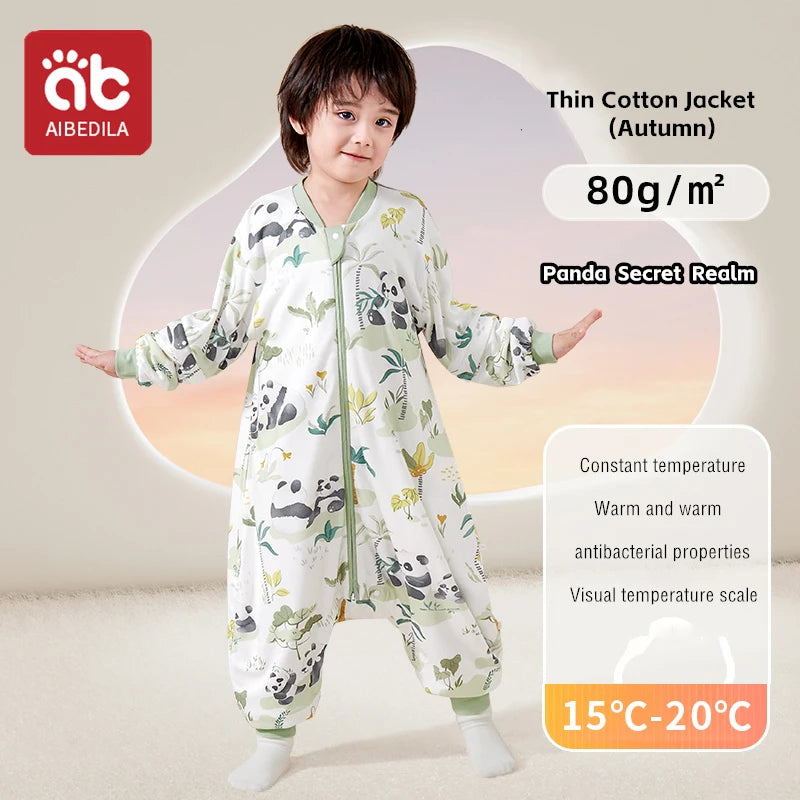 AIBEDILA Kids Onesie Boys Girls Long Sleeve Bamboo Cotton Pajamas Children Winter Cartoon Pyjama Baby Sleepwear Sleeping Bag