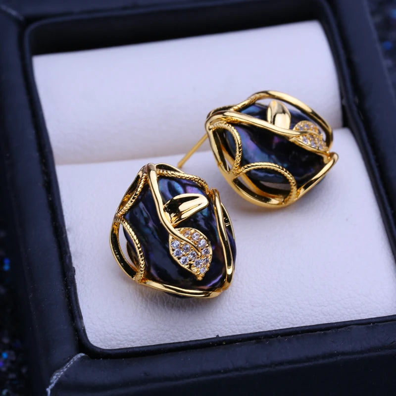 FENASY 925 Sterling Silver Jewelry Sets Big Baroque Natural Pearl Stud Earrings Custom Luxury Necklaces Rings For Women