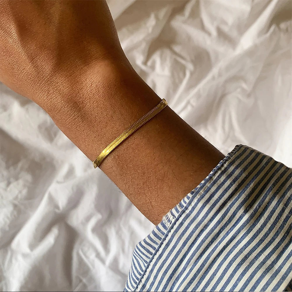 Stainless Steel Snake Chain Bracelet | Gold Plated 2-5mm Width | USA Australia