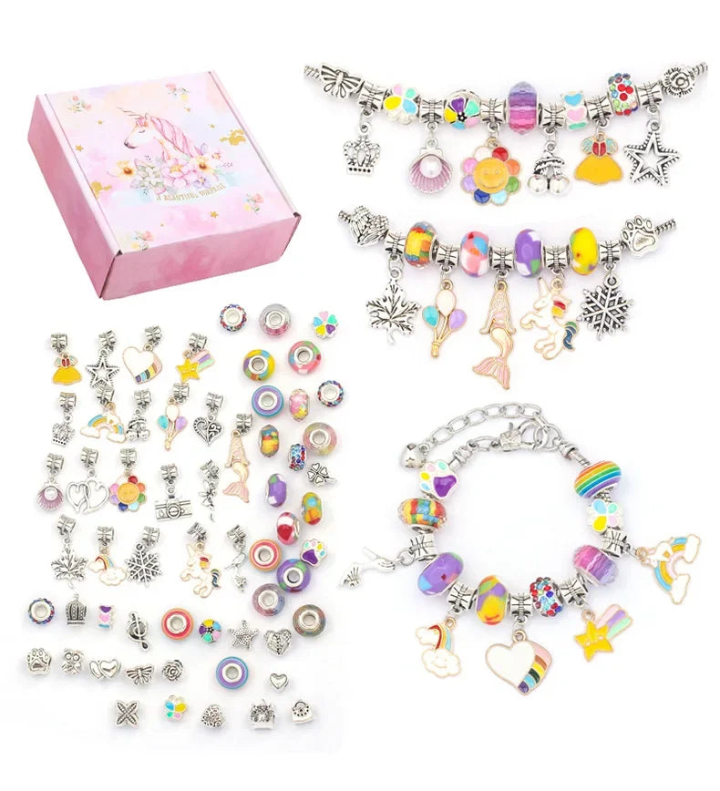 Girl DIY Handmade Beaded Jewelry Kit | Charm Bracelet Set | Craft Toy Gift | USA
