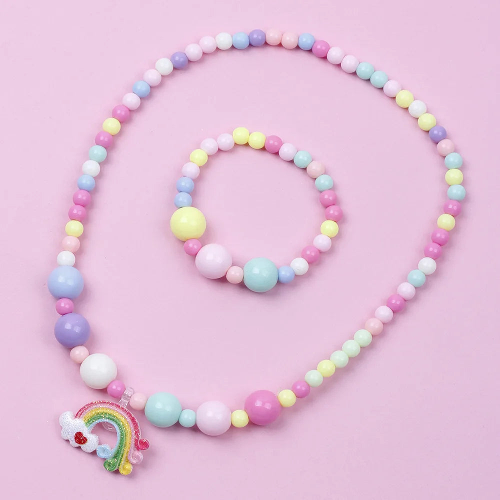 DIY Candy Bead Necklace Bracelet Set for Girls | Colorful Kids Jewelry | Ships USA & Australia