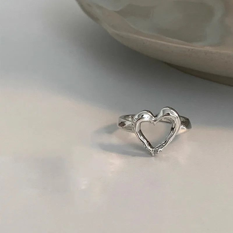 Sterling Silver Flower Bow Ring - Love Combination Adjustable Design