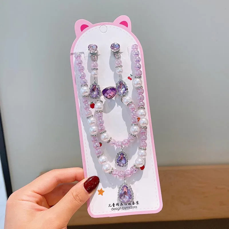 Princess Jewelry Set for Girls - Necklace Earrings Bracelet Ring | Ships to USA & Australia
