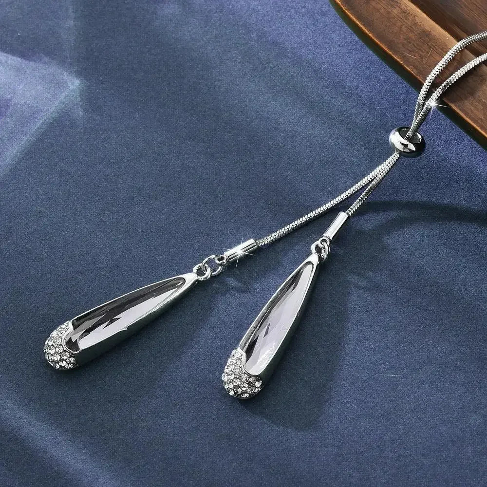 Vintage Crystal Sweater Chain 2025 | Water Drop Long Necklace | Wedding Party